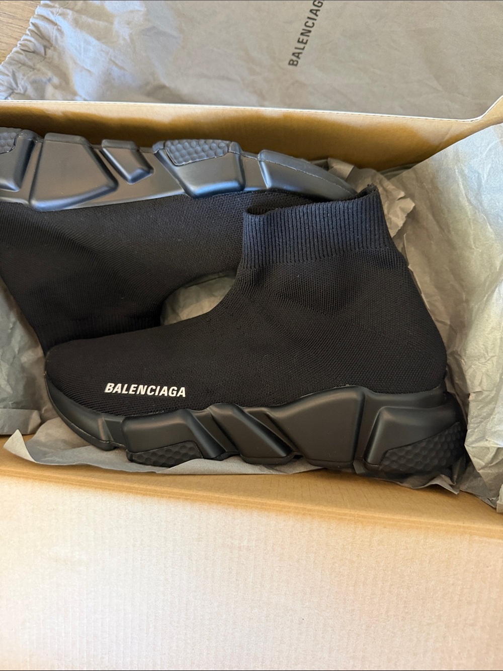 Balenciaga Black Knit Sock Sneakers with Chunky Sole